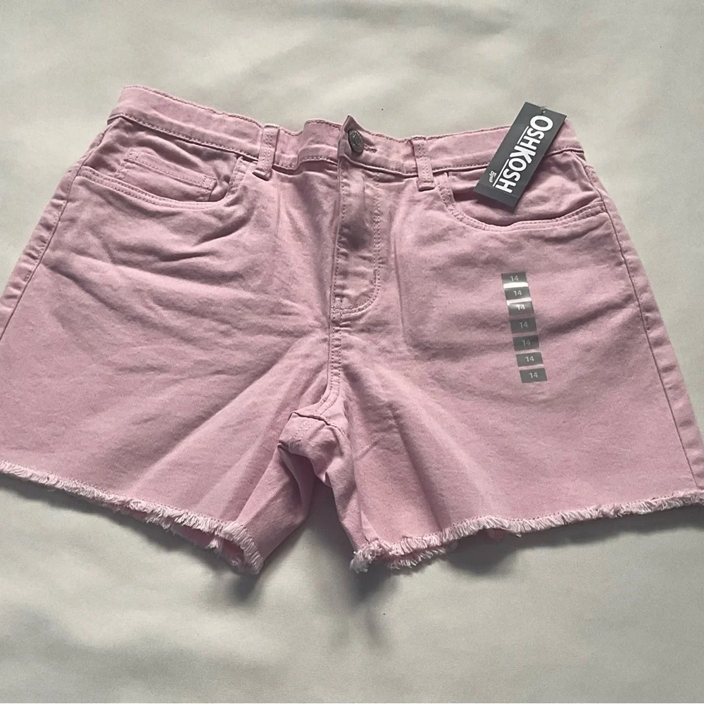 OshKosh B'gosh Pink Jean Shorts‎ Raw Hem Girls Size 14